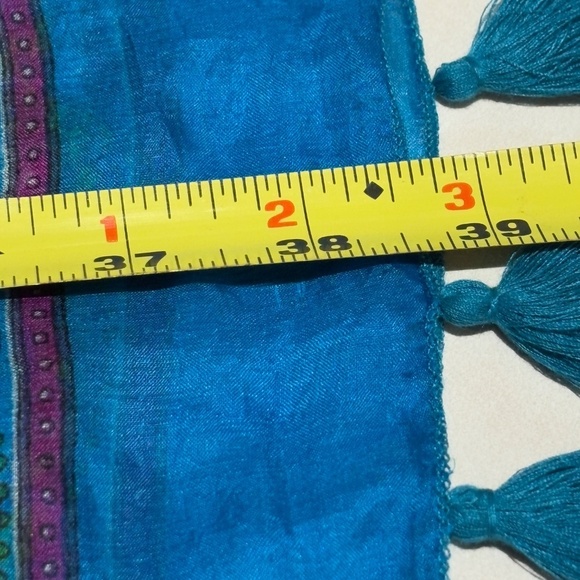 Solitaire Women 100% Silk Scarf Square 38" Bohemian Paisley Gypsy Festival Arts - Picture 9 of 9